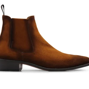 Bottine texane en daim dégradé Cognac