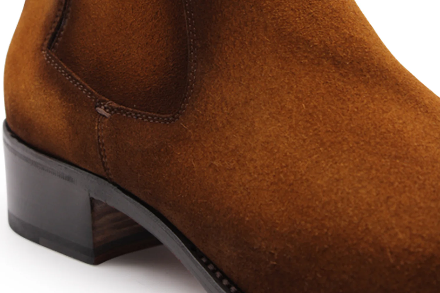 Bottine texane en daim dégradé Cognac – Image 3