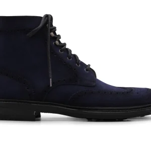 Bottine en daim Bleu avec détails Brogue