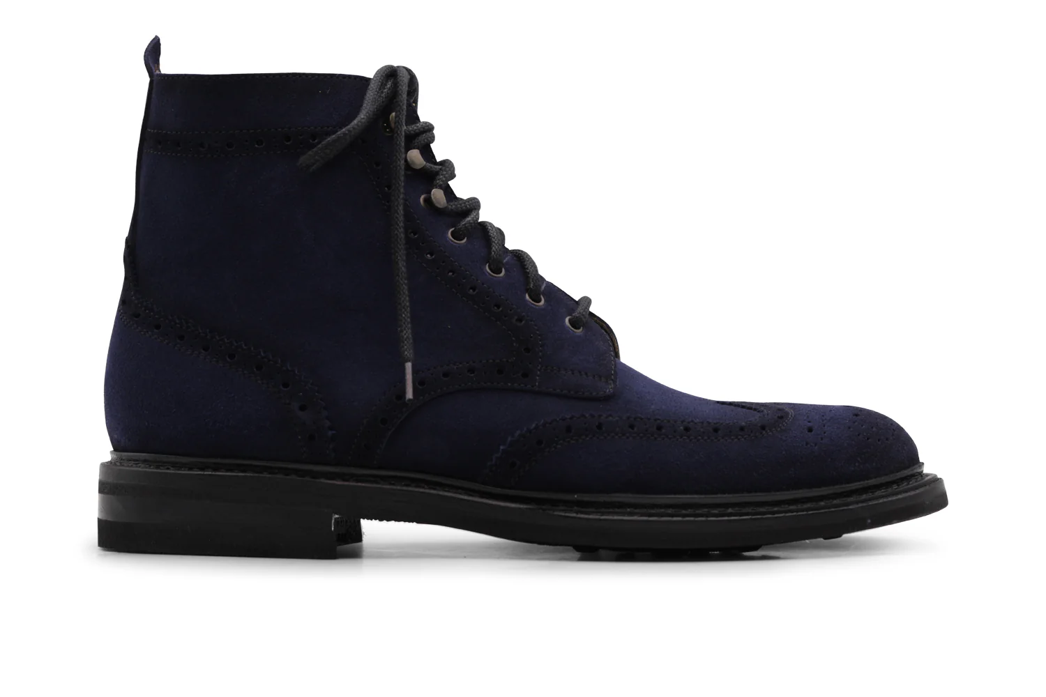 Bottine en daim Bleu avec détails Brogue
