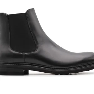 Bottine lisse avec élastique et semelle en caoutchouc noir