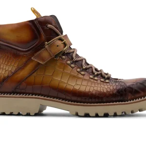 Bottine en cuir effet crocodile