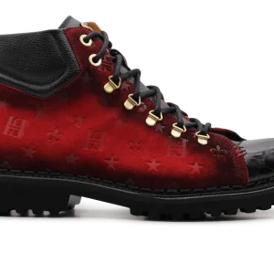 Polacchino in pelle scamosciata effetto coccodrillo