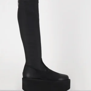 Bottes compensées stretch en cuir noir - 8940 GAS NERO