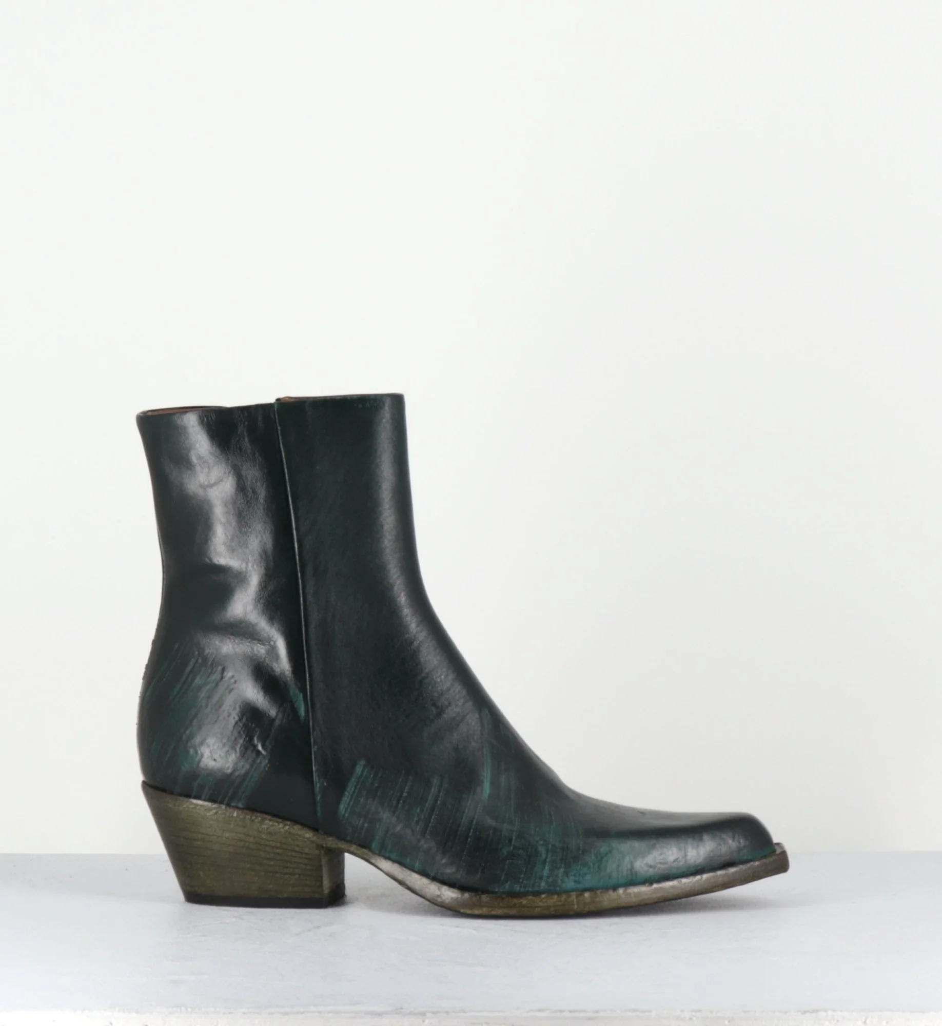 Santiags en cuir vert usé - SEBER3 MORODER BOTTIGLIA
