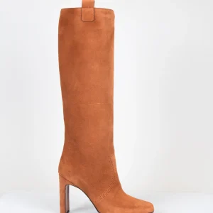 Bottes en daim camel à talon fin - LDO051 SIENA