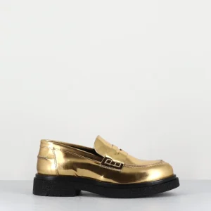 Mocassins en cuir glacé miroir or semelle légère - AL100 SUPERLUX ORO