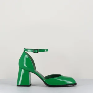 Babies en cuir vernis vert à talon - MIA70 VERDE