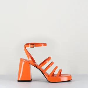Sandales à plateforme multi-brides vernis orange - SUN VERNICE ARANCIO