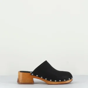 Sabots en cuir nubuck noir - ALLISON BLACK