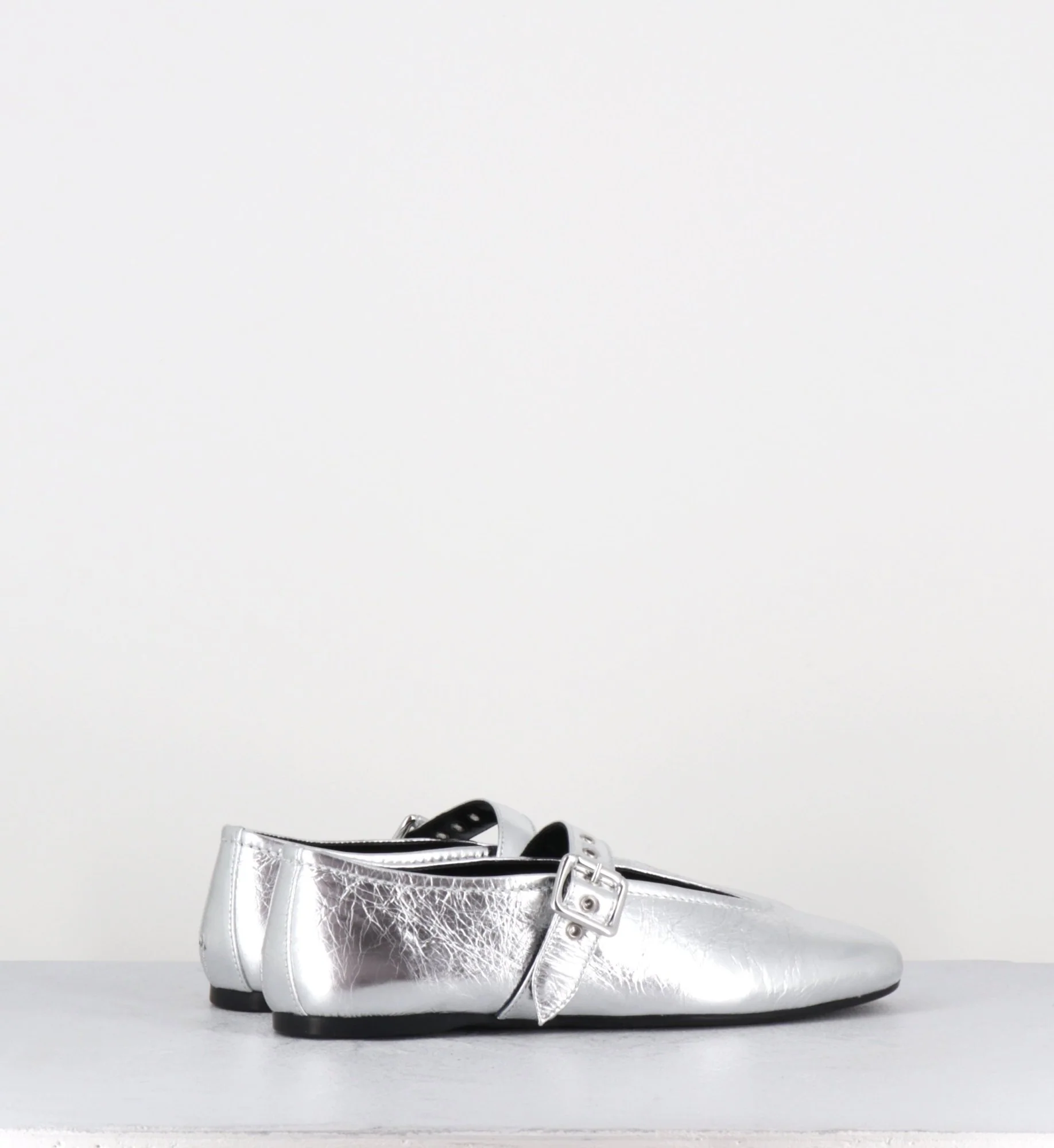 Ballerines en cuir argent à bride - SHAKILA SCRATCH SILVER – Image 5