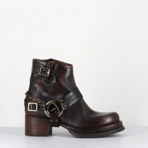 Bikers courtes à ceinturon en cuir vieilli marron - GROUND TIGER