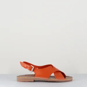 Sandales en cuir orange croisé - MAEL ORANGE SIENNE