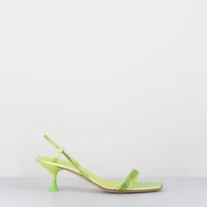 Sandales petit talon satin vert & strass - TAMI SATIN KIWI