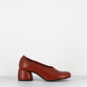 Escarpins bout rond talon géométrique en cuir cognac - NAD09 MESSICO CUOIO