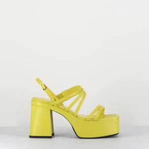 Sandales en cuir jaune multi-brides - FED5156 SOLE
