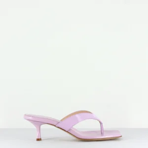 Tongs bout carré petit talon en cuir lilas - RB1075 Lilla