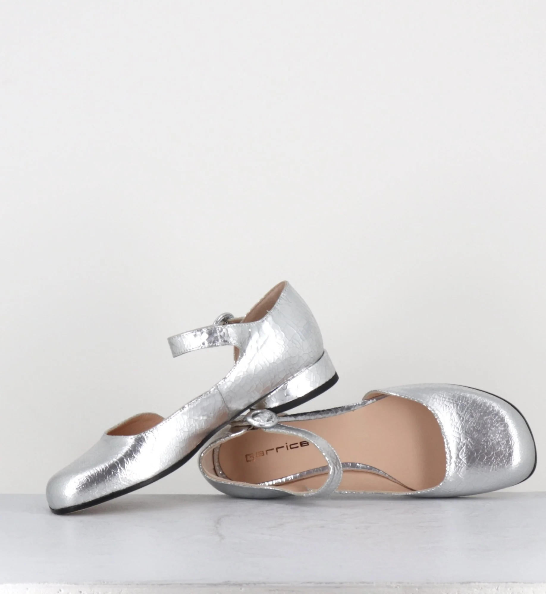 Babies asymétrique petit talon cuir craquelé argent - MANI24 CRAK ARGENTO – Image 8