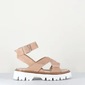 Sandales semelle épaisse en cuir beige - PE7455 CORDA