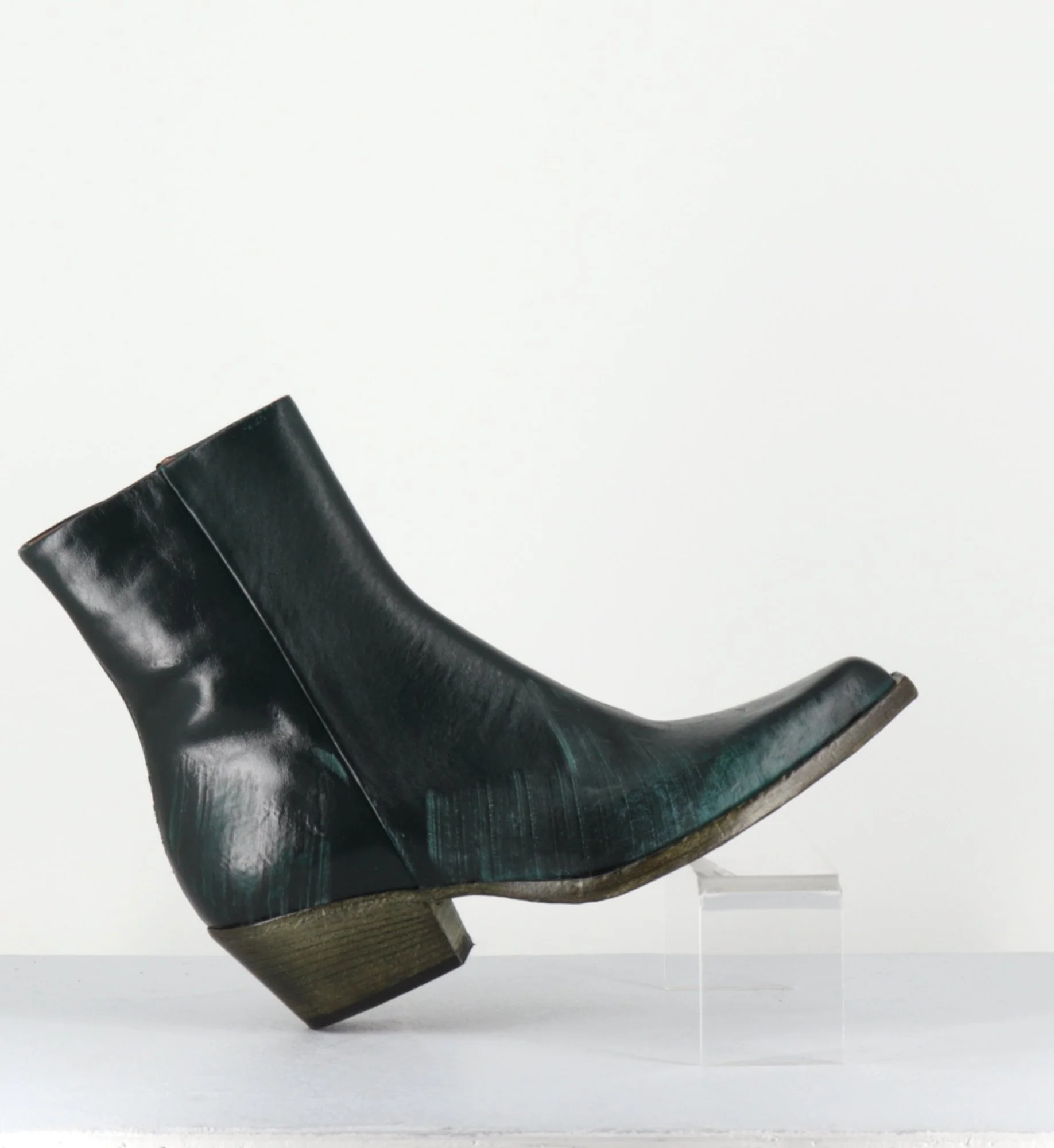 Santiags en cuir vert usé - SEBER3 MORODER BOTTIGLIA – Image 8