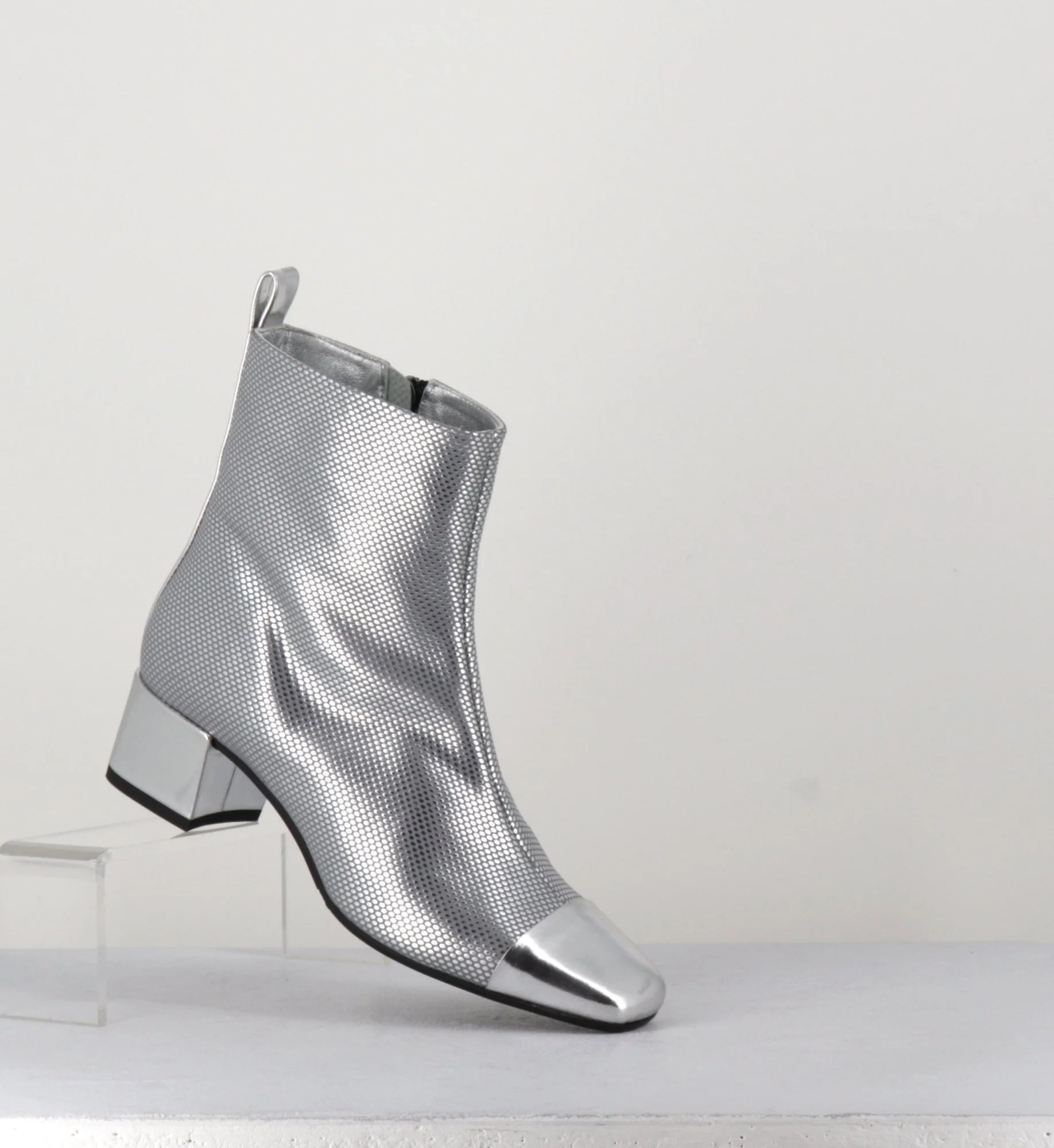 Boots en cuir gaufré argent détails miroir - ESTIME BIS ARGENT – Image 8