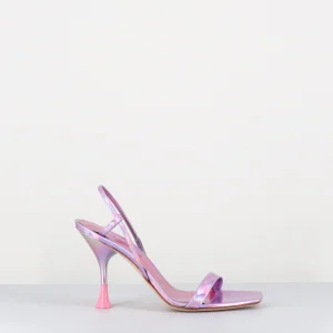 Sandales talon haut cuir métal rose iridescent - ISCHIA COSMO CANDY