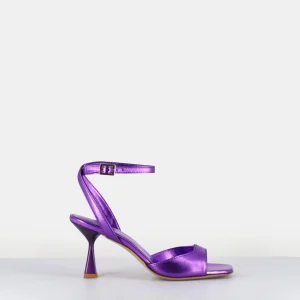 Sandales à talon en cuir métallisé violet - FLOW LAMINATO VIOLET