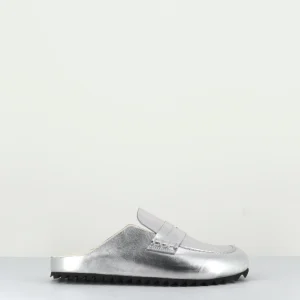 Sabots design mocassin en cuir agent - PELAGIE 009 ARGENTO