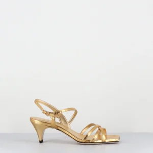 Sandales en cuir doré petit talon - VAEDE NEW ORO