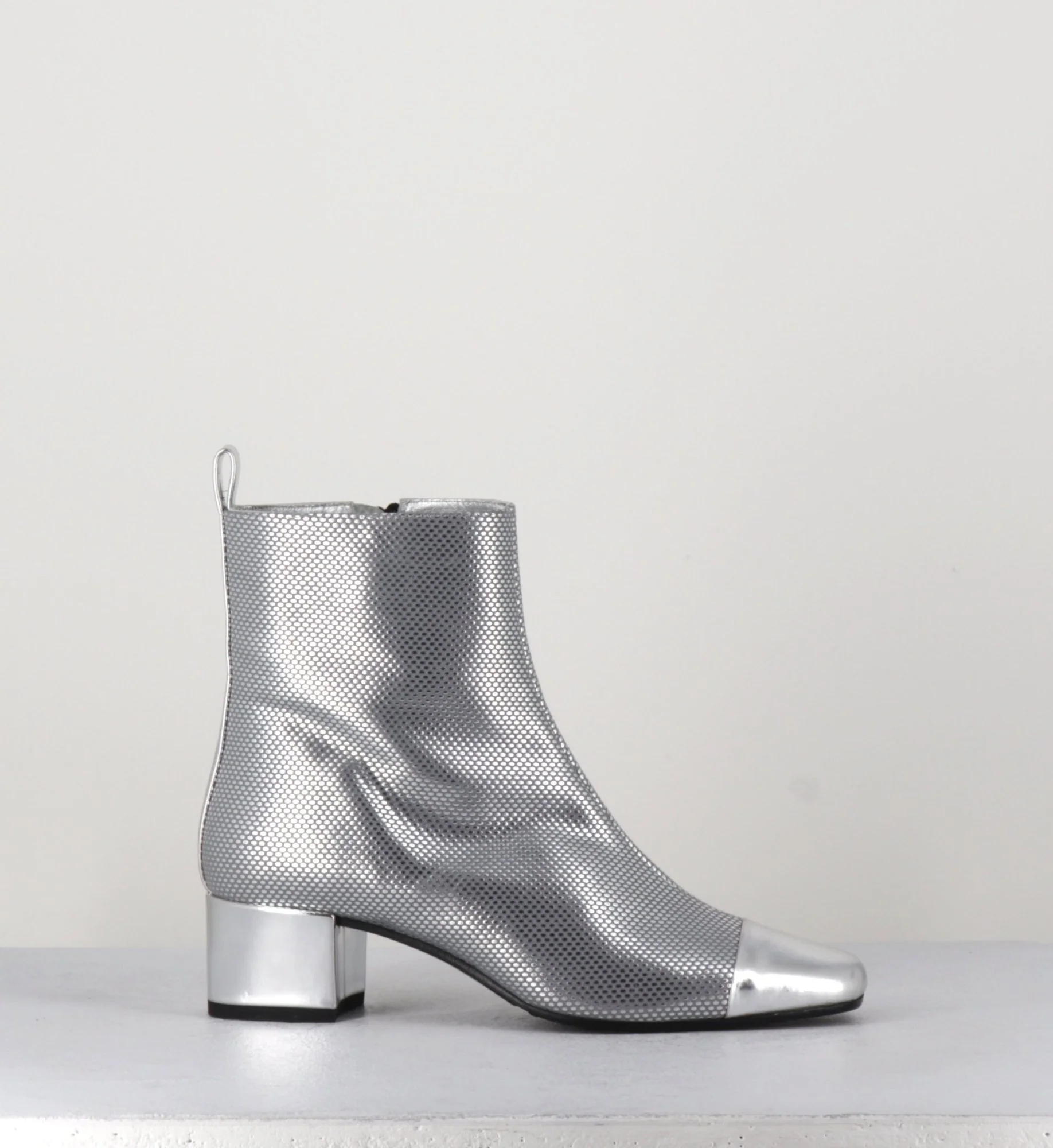 Boots en cuir gaufré argent détails miroir - ESTIME BIS ARGENT