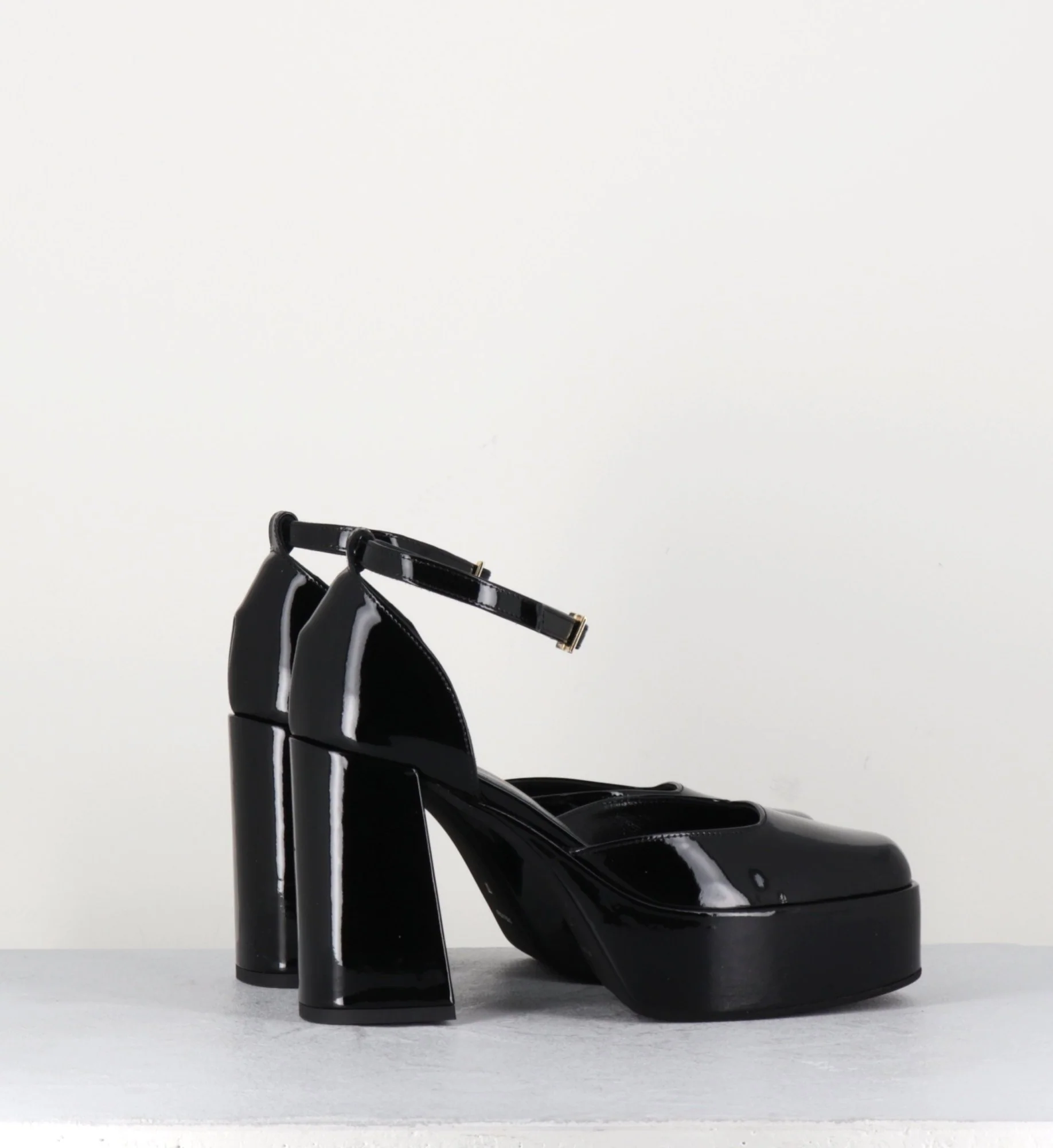 Babies à plateforme en cuir vernis noir - SQUARE NERO – Image 4