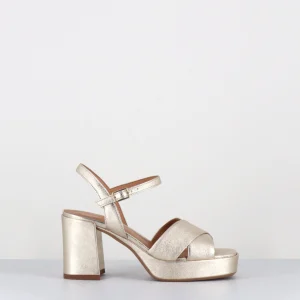 Sandales à plateforme en cuir métallisé doré - FEDA24 WASH PLATINO