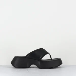 Tongs à plateforme en cuir noir - 1E1518D TRAVEL BLACK