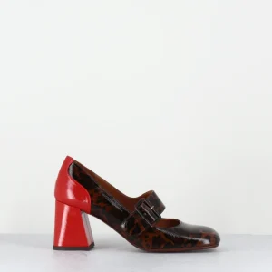 Mary-Jane à talon en cuir vernis leopard & talon rouge - SYSA FIAT CASTANO
