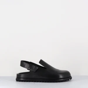 Sabots épuré cuir noir & bride arrière - PELAGIE008 NERO