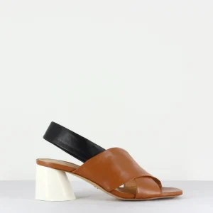 Sandales à petit talon architectural - Ayko05 caramel