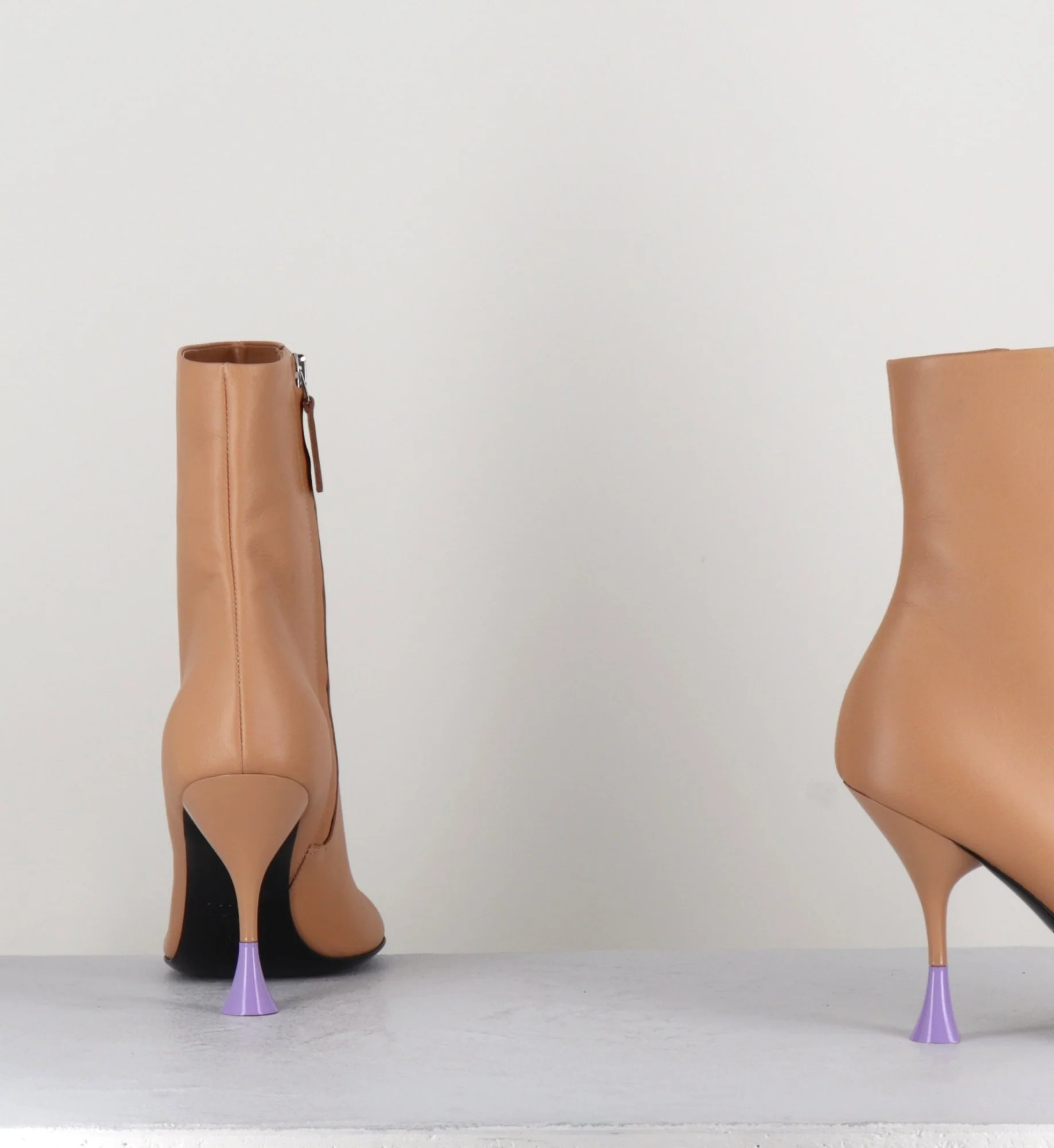 Boots en cuir beige à talon fin - LIDIA 095 BISQUIT – Image 8