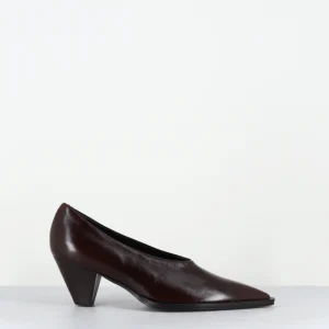 Escarpins talon conique en cuir marron - AMBRES CANNES CHOCOLATE