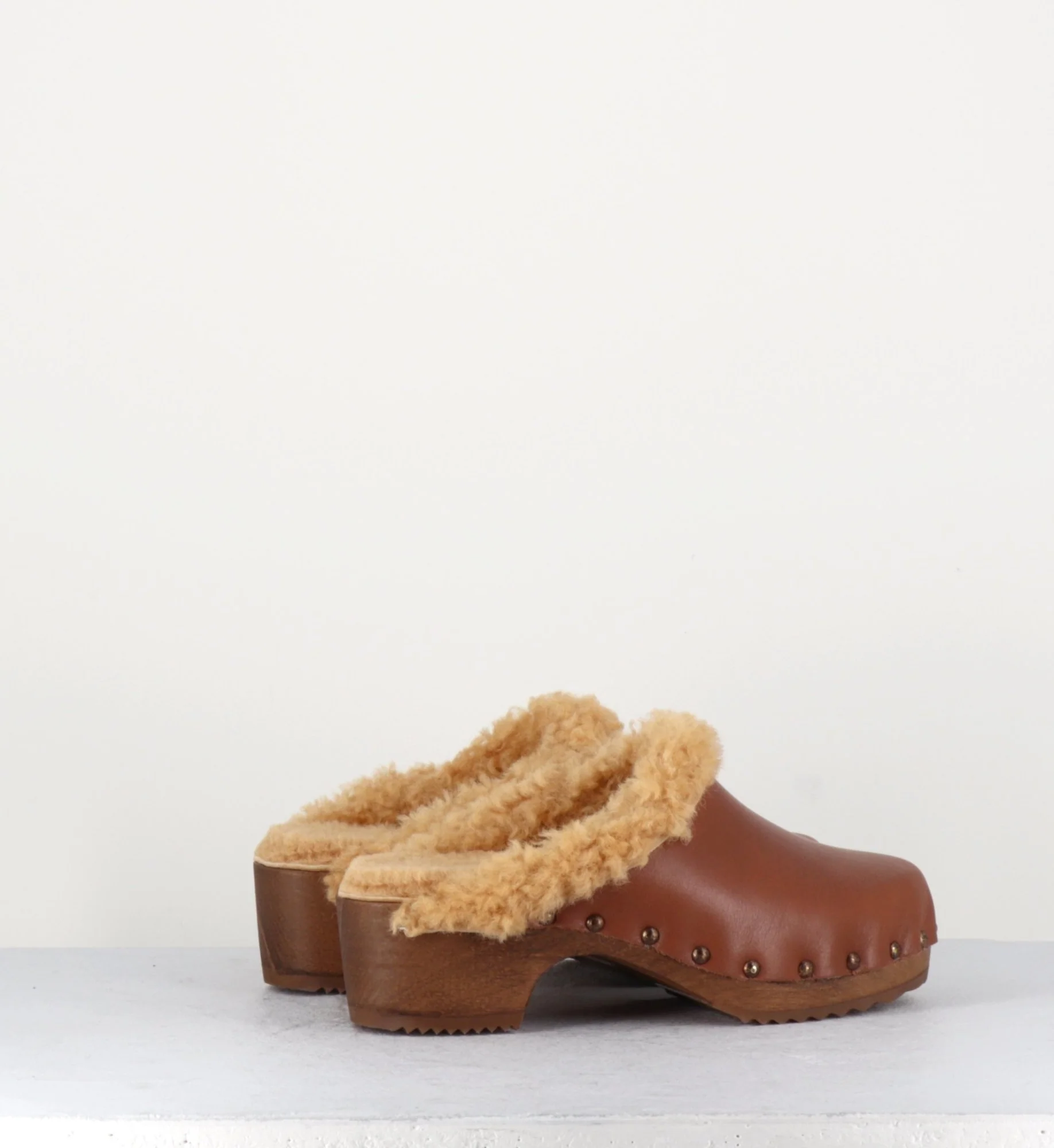 Sabot fourrés en cuir camel - COMPLIB ANTICO – Image 8