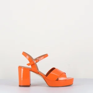 Sandales en cuir vernis orange -  JULIA23 ARANCIO