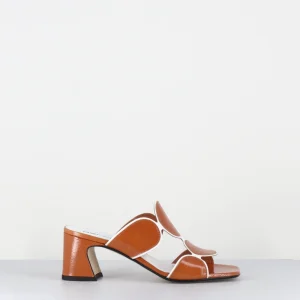 Sandales 60s en cuir camel & blanc - BRESSA LUX WISCHY