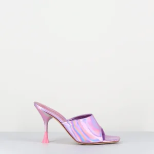 Mules talon haut cuir iridescent rose - ASIA COSMO CANDY