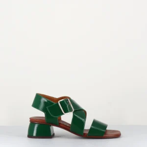 Sandales en naplak vert à brides croisées - QUI-ISRAEL44 SALOU GREEN