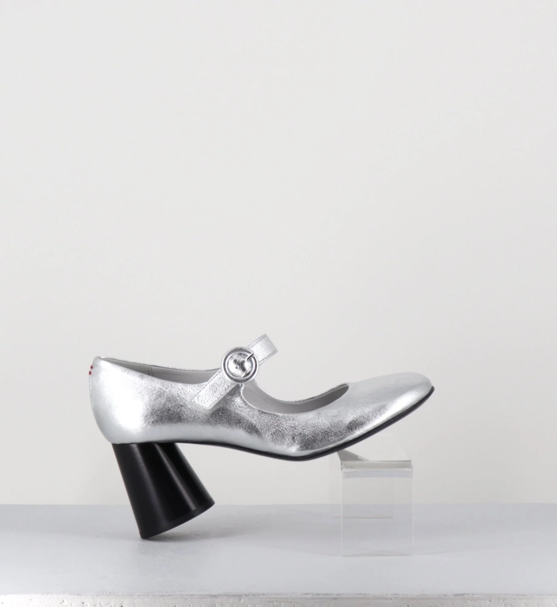 Babies rétro à talon en cuir argenté - ACE22 METAL ARGENTO – Image 7