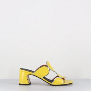 Mules 60s en cuir jaune & argent - BRESSA VERLUX HABER