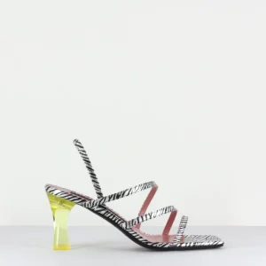 Sandales imprimé zèbre talon pléxi - Kiri Plexy