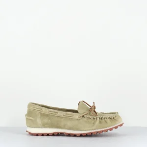 Mocassins bateau en daim kaki clair - KCEL122 GRANO