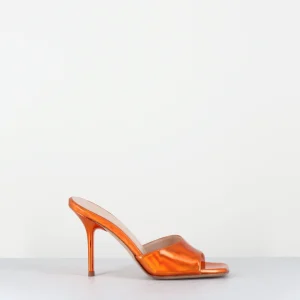 Mules à talon haut en cuir métallisé orange 90s - RAMA1 SPECCHIO LAME