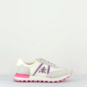 Sneakers cuir gris toile blanche - JOHNLOWD 5178