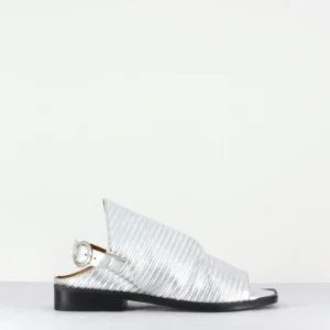 Sandales plates en cuir argent - 17LO Luxor